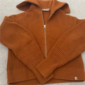 Everlane Burnt orange knitted zip up jumper